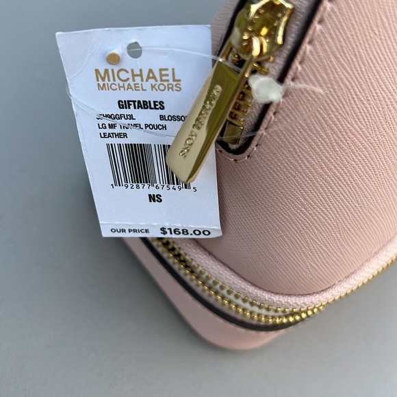 NWT Michael Kors leather travel pouch bag pink blossom - Picture 6 of 6